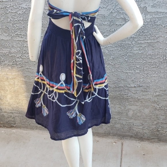 Wakana Koike Anthropologie Roped-In Dress Navy‎ Blue Strapless Nautical - Picture 8 of 11